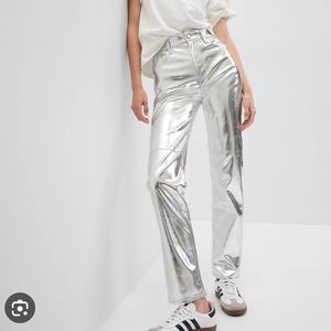 GAP high rise faux leather cheeky straight jeans size 25
